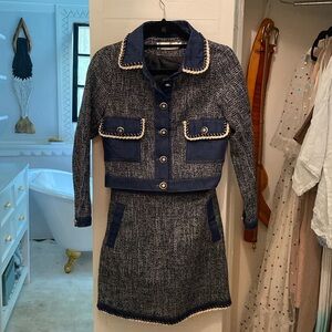 Tweed Boucle Suit Jacket and Skirt